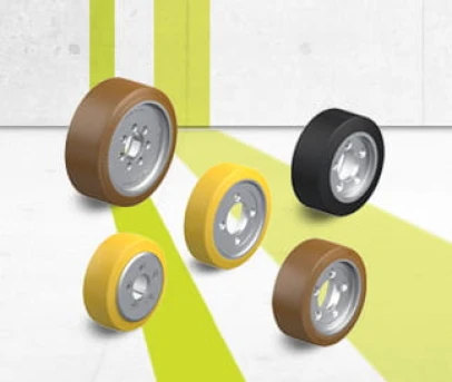 Drive and running wheels for forklifts and industrial trucks