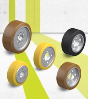 Drive and running wheels for forklifts and industrial trucks