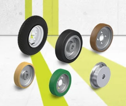 Drive wheels, hub fitting wheels and ground wheels