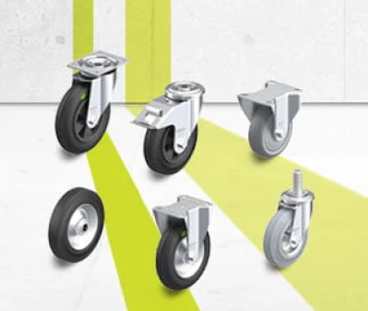 Wheels and castors with standard rubber tyres