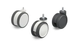 Twin castors with threaded pin