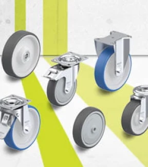 Wheel and castor series with injection-moulded polyurethane tread